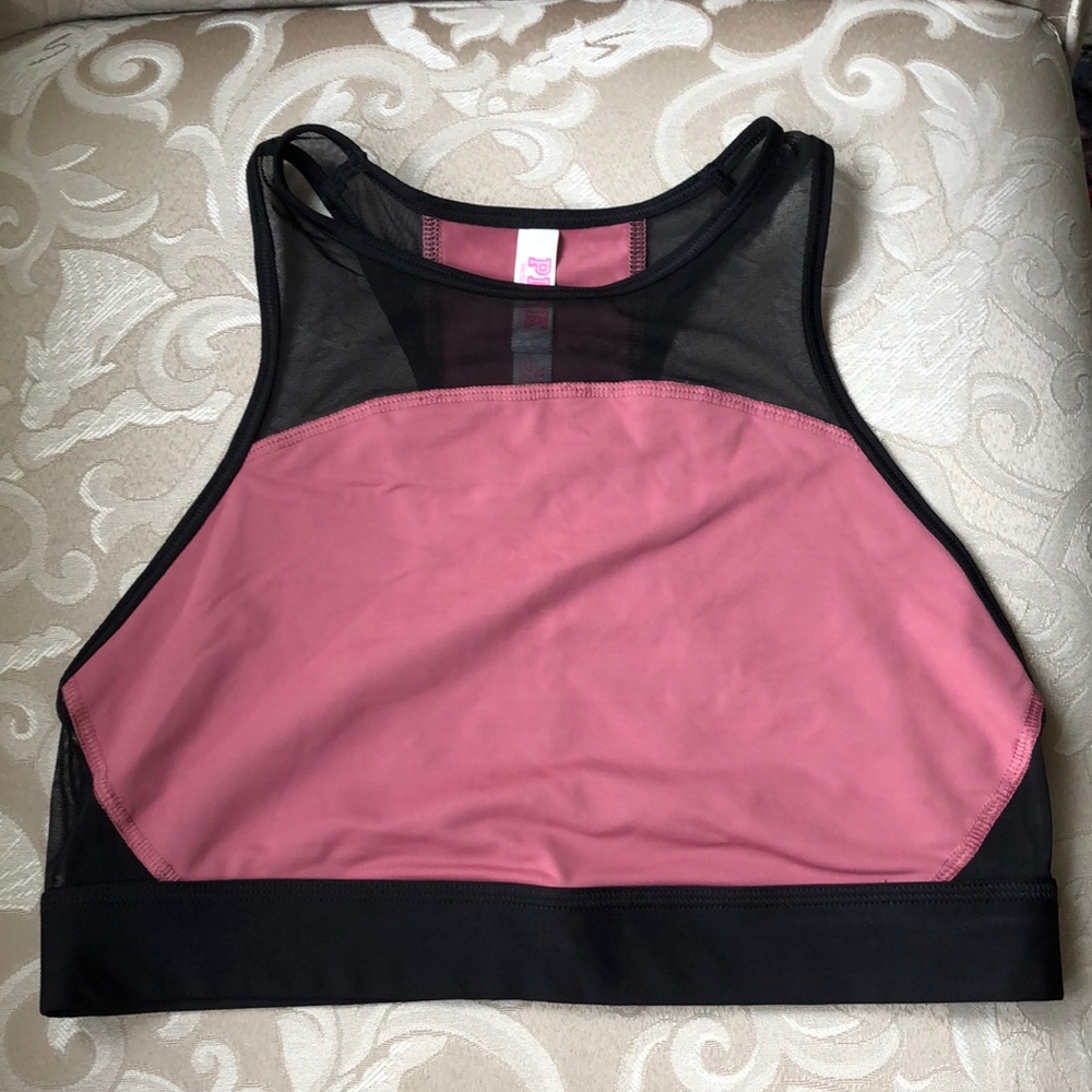VS Pink Mesh High Neck Sports Bra